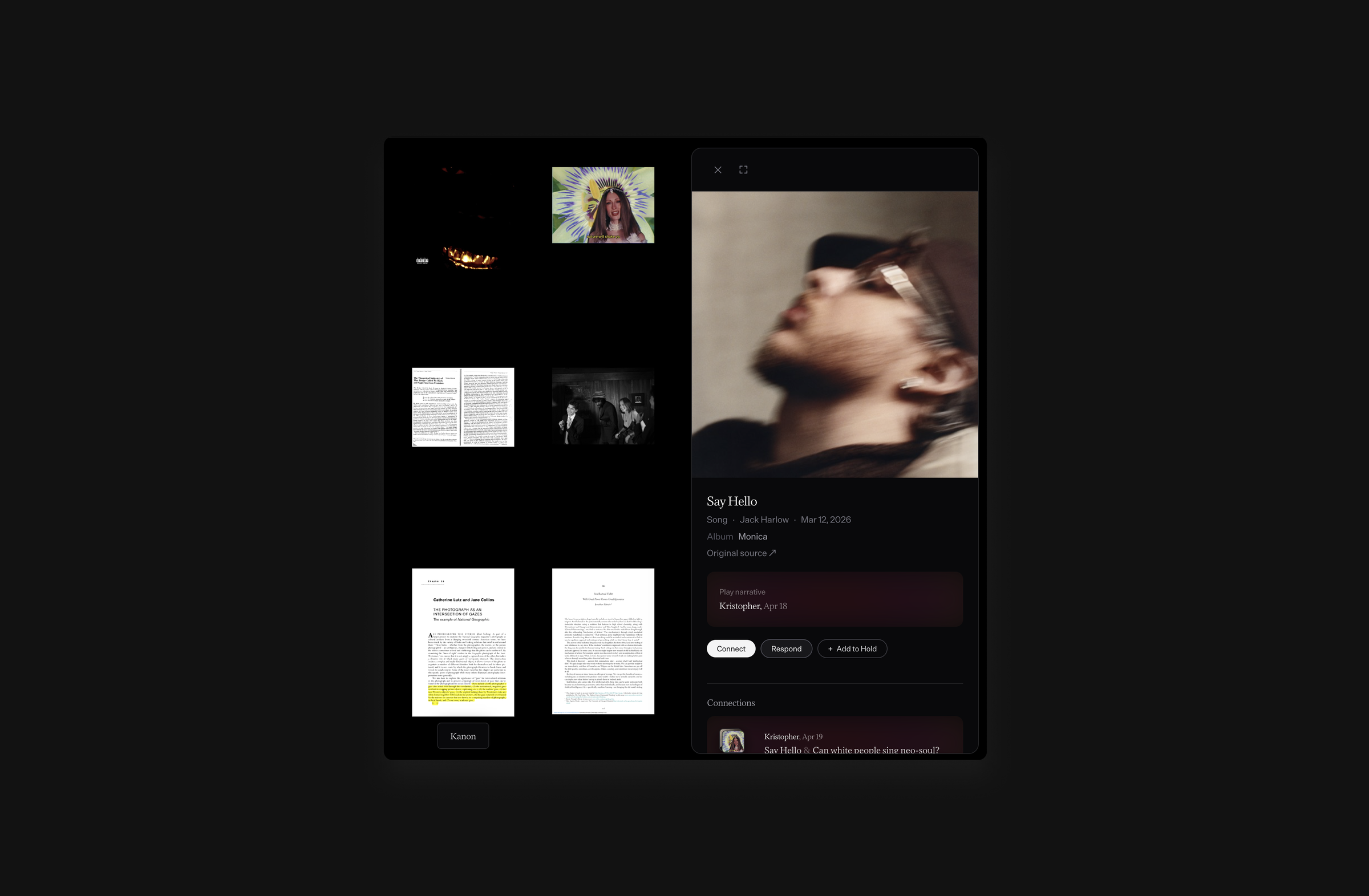 A "record" in Kanon is a piece of content a user adds to the library